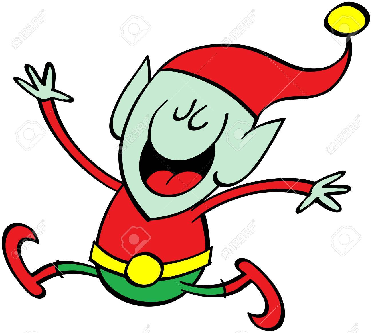 Cute Christmas Elf Smiling, Running And Jumping Out Of Joy Royalty Free  SVG, Cliparts, Vectors, and Stock Illustration. Image 24057845., image size:1300x1162