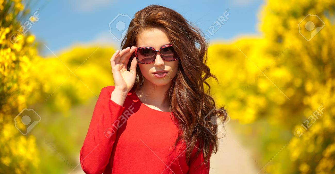 red dress with yellow flowers