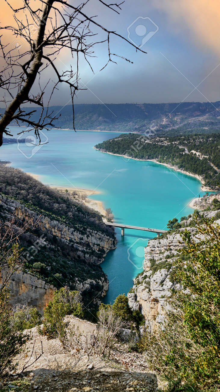 View on Guadalest water reservoir with turquoise water in Alicante province Spain - 166638904 View on Guadalest water reservoir with turquoise water in Alicante province Spain - 166638904
