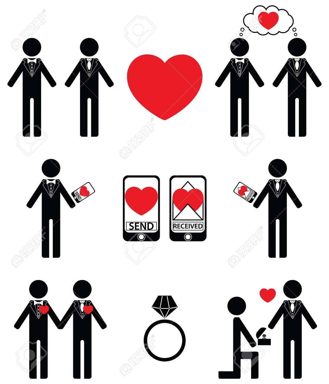 ゲイ男の愛と約束のアイコンの落下のイラスト素材 ベクタ Image