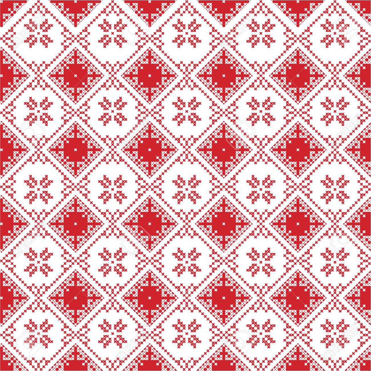 Scandinavian Seamless Cross Stitch Inspired By Nordic Style Christmas Royalty Free Cliparts Vectors And Stock Illustration Image 82254089