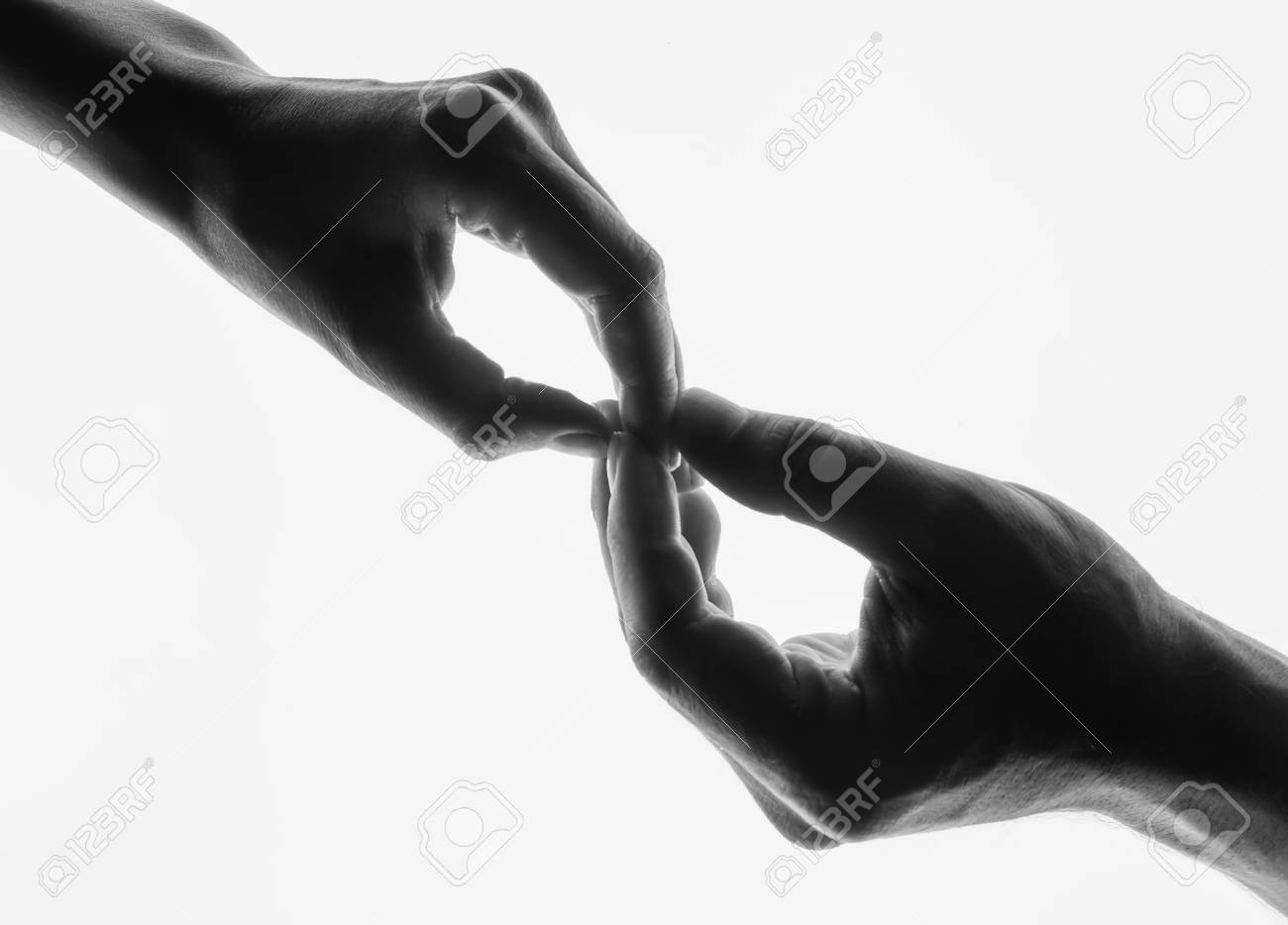 Touching Hands Silhouette Man Woman White Background Couple