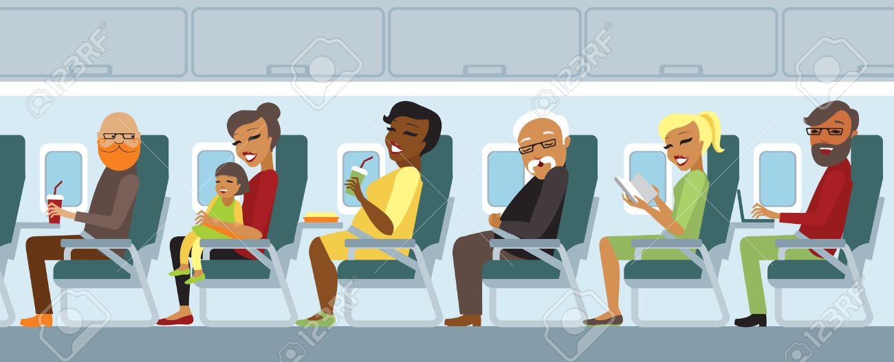 Various Airplane Passengers On The Flight Vector Royalty Free ...