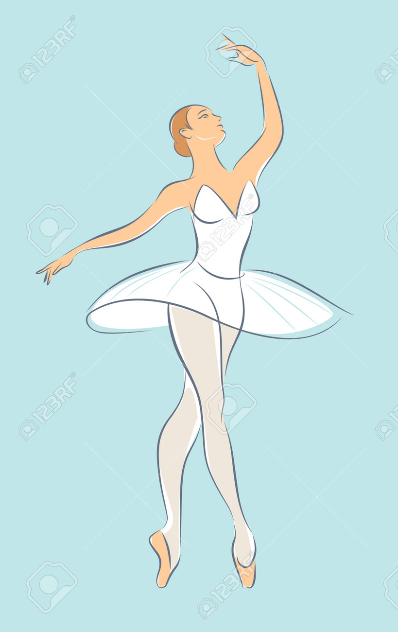 운동을 하는 아름 다운 젊은 발레리나. 라인 스케치 여성의 몸. 클래식 발레를 추는 여자. 벡터 일러스트 레이 션 로열티 무료 사진,  그림, 이미지 그리고 스톡포토그래피. Image 195116247
