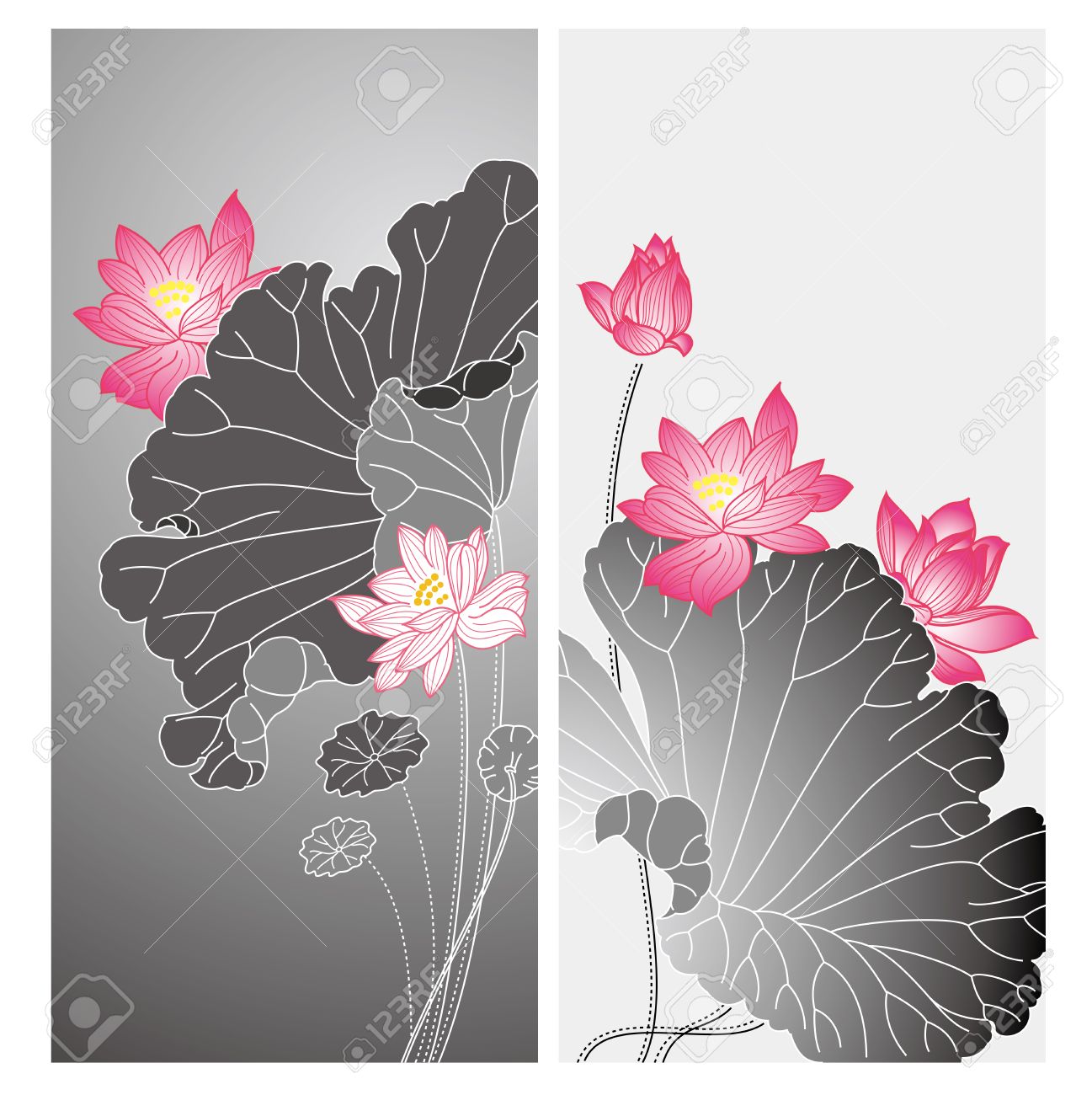 lotus flower design chinese style lotus flower drawing card
