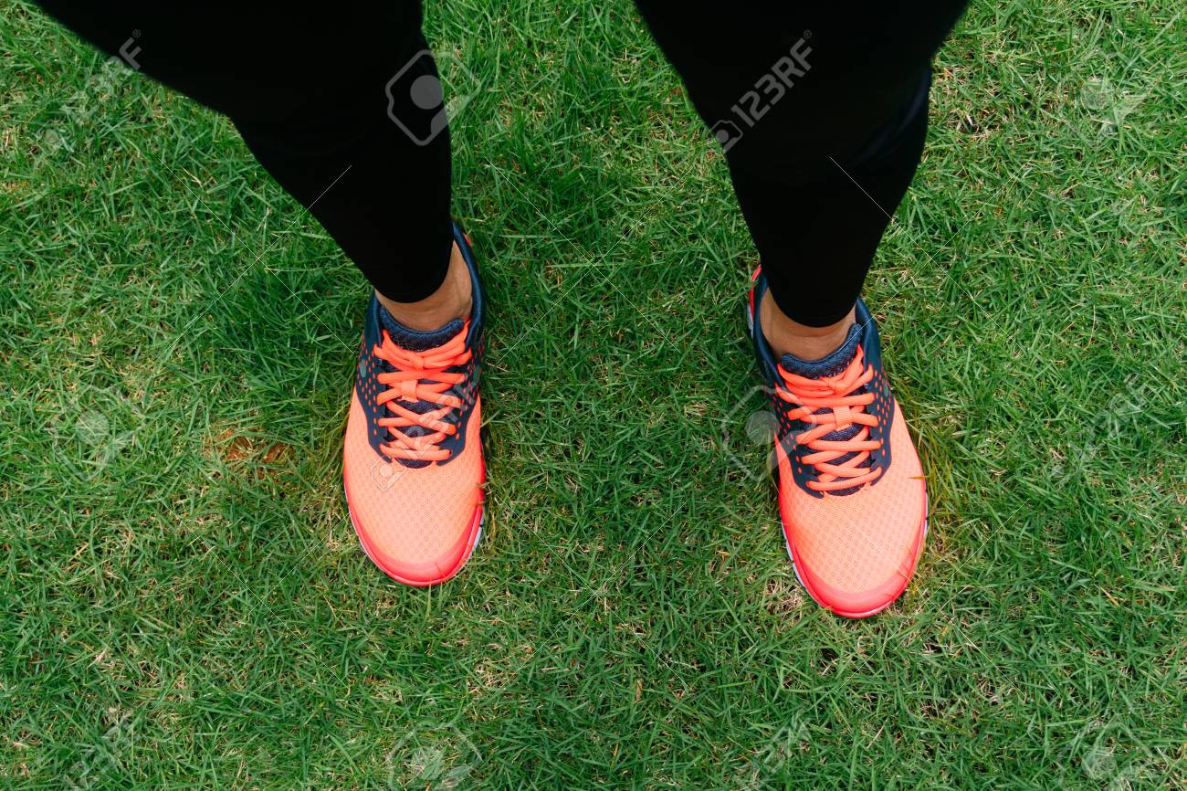 pink and green gym shoes