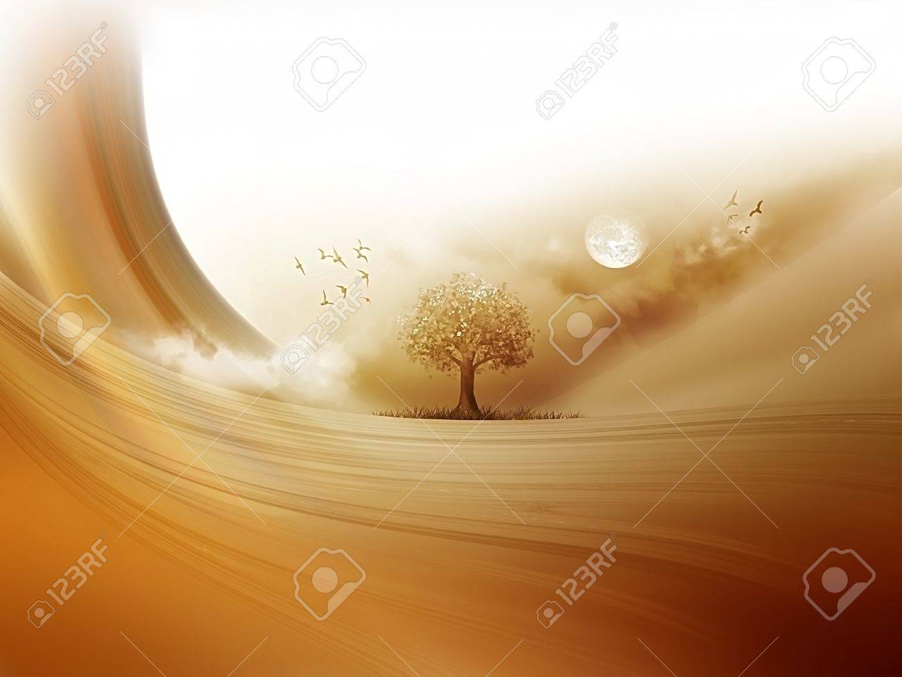 砂漠 幻想的な風景の木 の写真素材 画像素材 Image