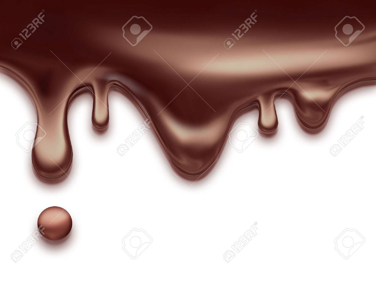白い背景の上の液体チョコレートを流れる の写真素材 画像素材 Image