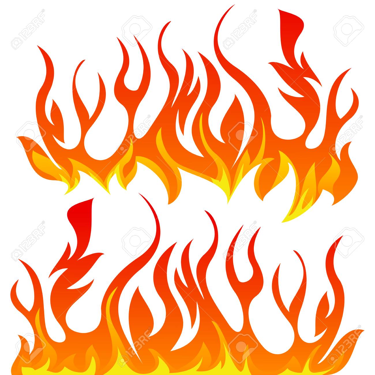 Fire Flames Vector Set On White Background Royalty Free Cliparts Vectors And Stock Illustration Image