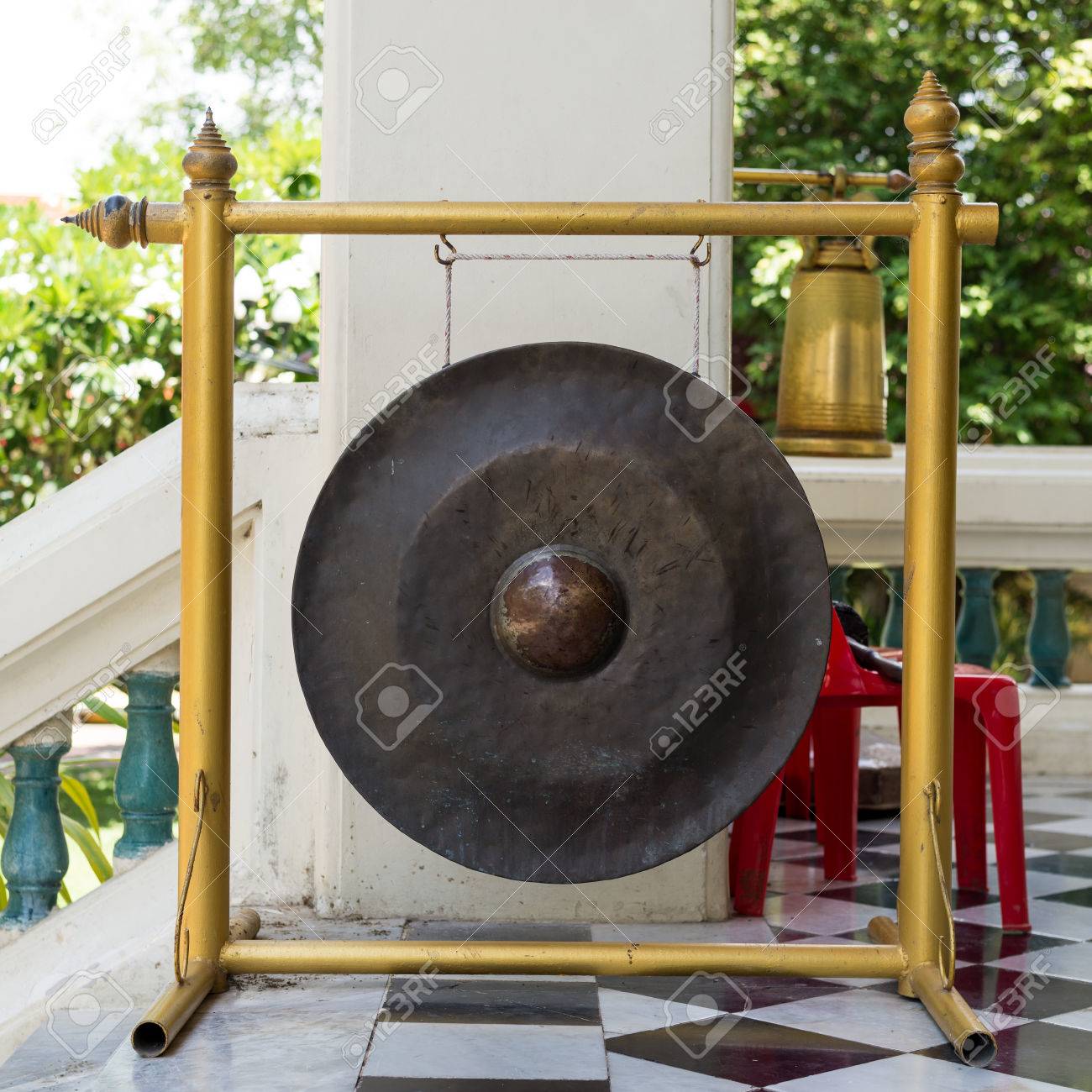 The Big Large Gong Black Color For Hitting Stock Photo Picture