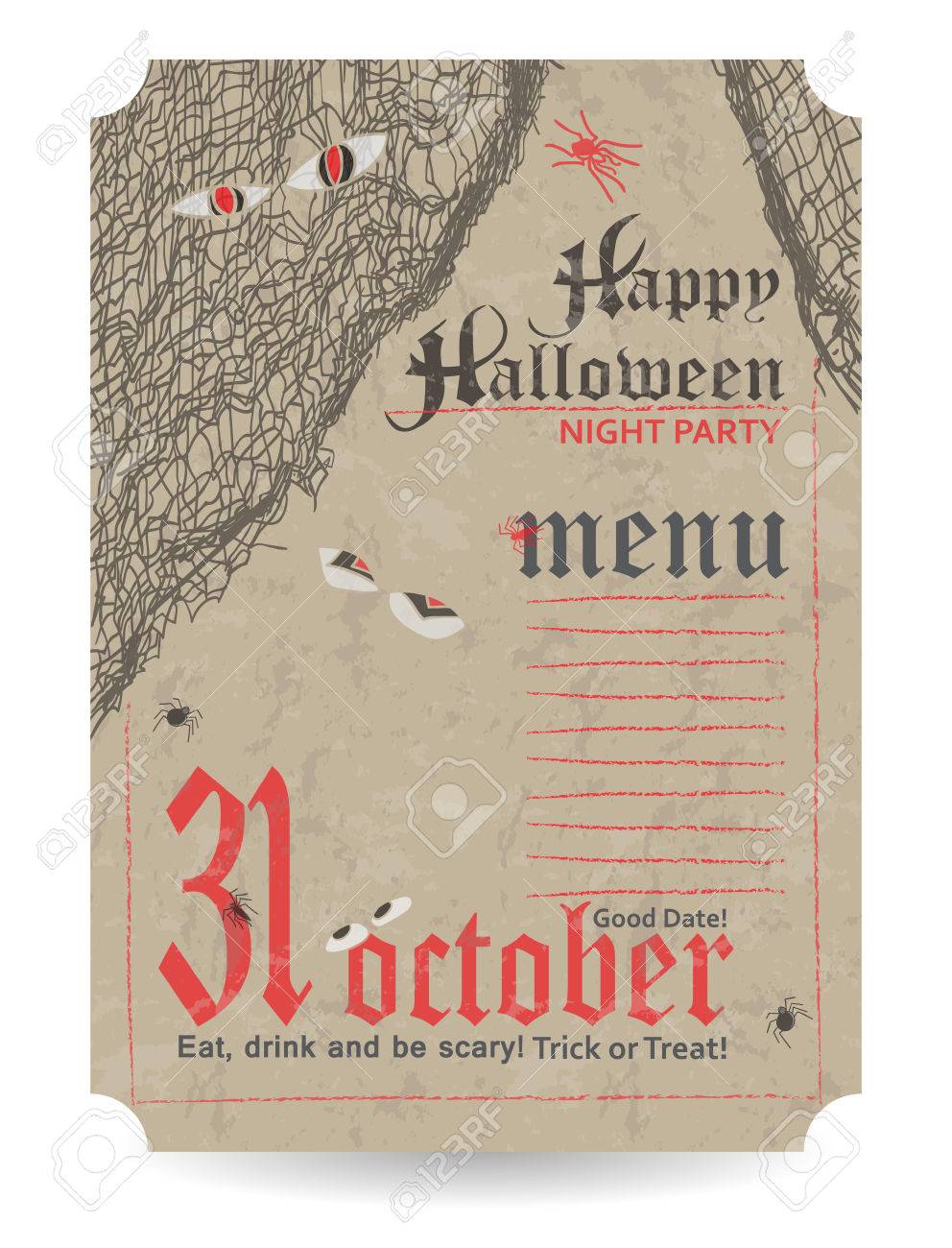 vintage menu to halloween party vector illustration royalty free