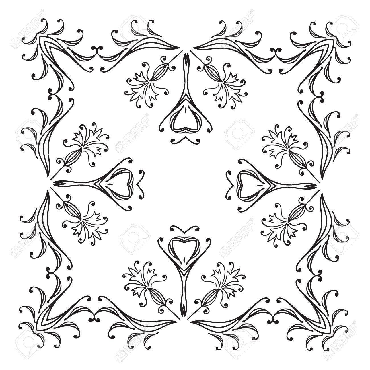 Disegno A Mano Zentangle Cornice Decorativa Floreale Bianco E Nero Mandala Fiore Illustrazione Vettoriale Il Meglio Per Il Vostro Disegno