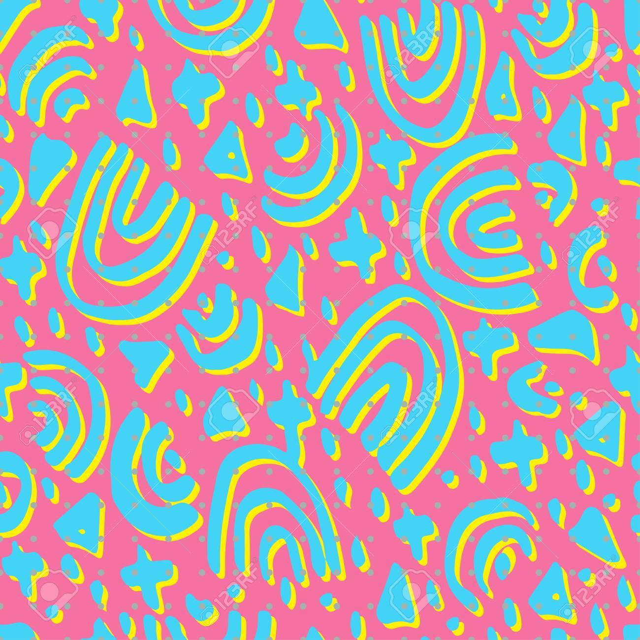 swatches of memphis style patterns seamless background design