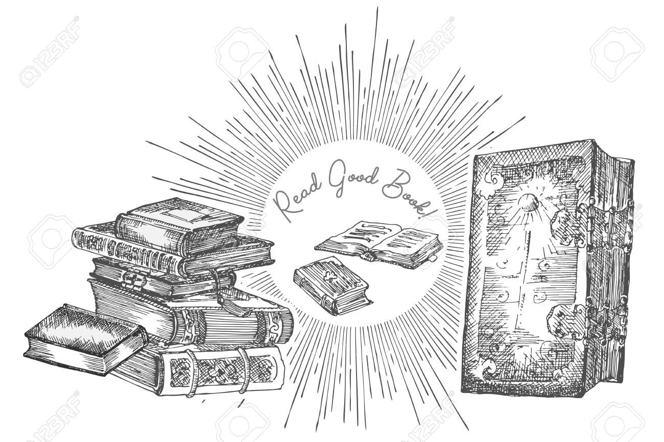 Banner with hand drawing sketch books concept vintage design for fair or festival flyer