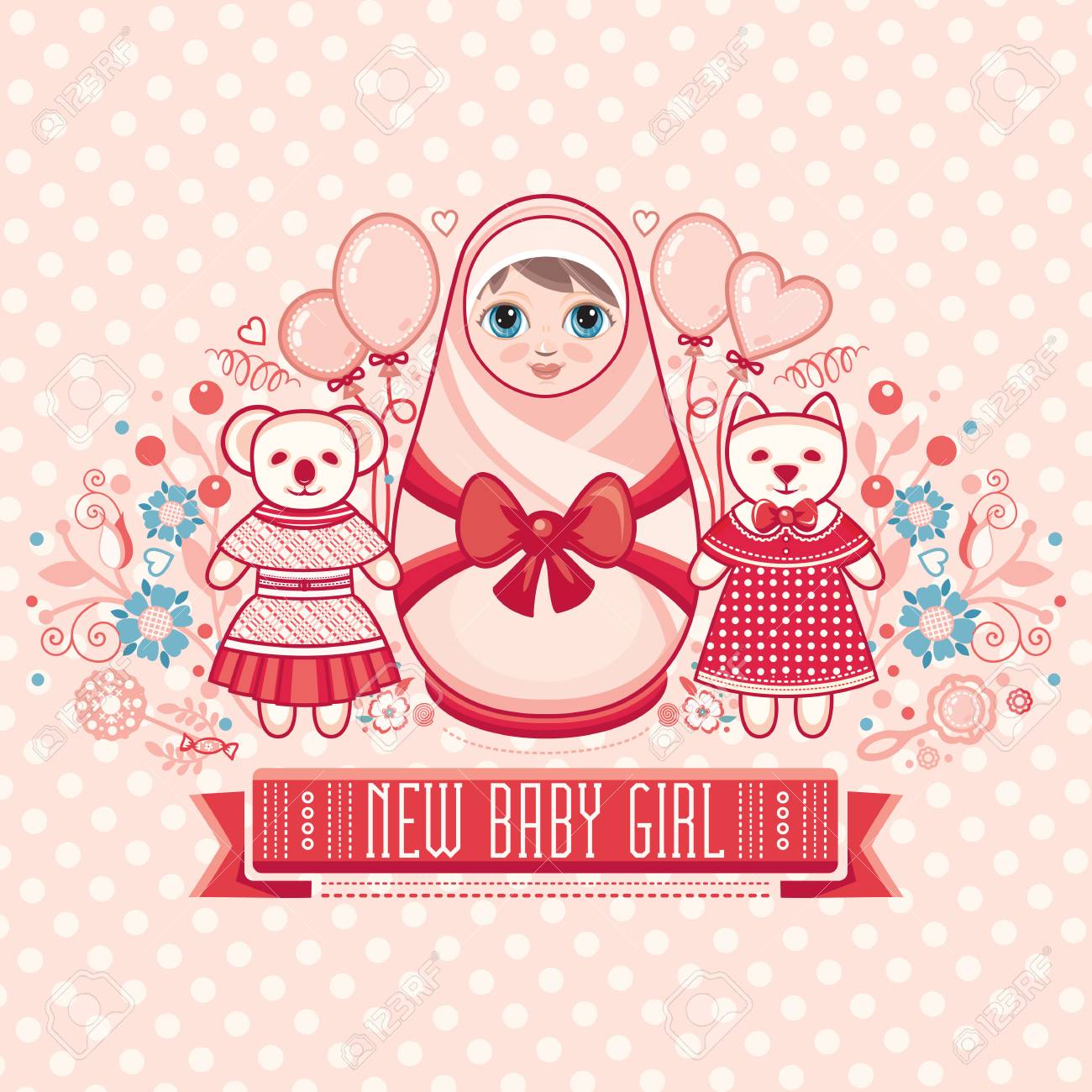 newborn little baby matryoshka greeting card best for birthday newborn congratulation card