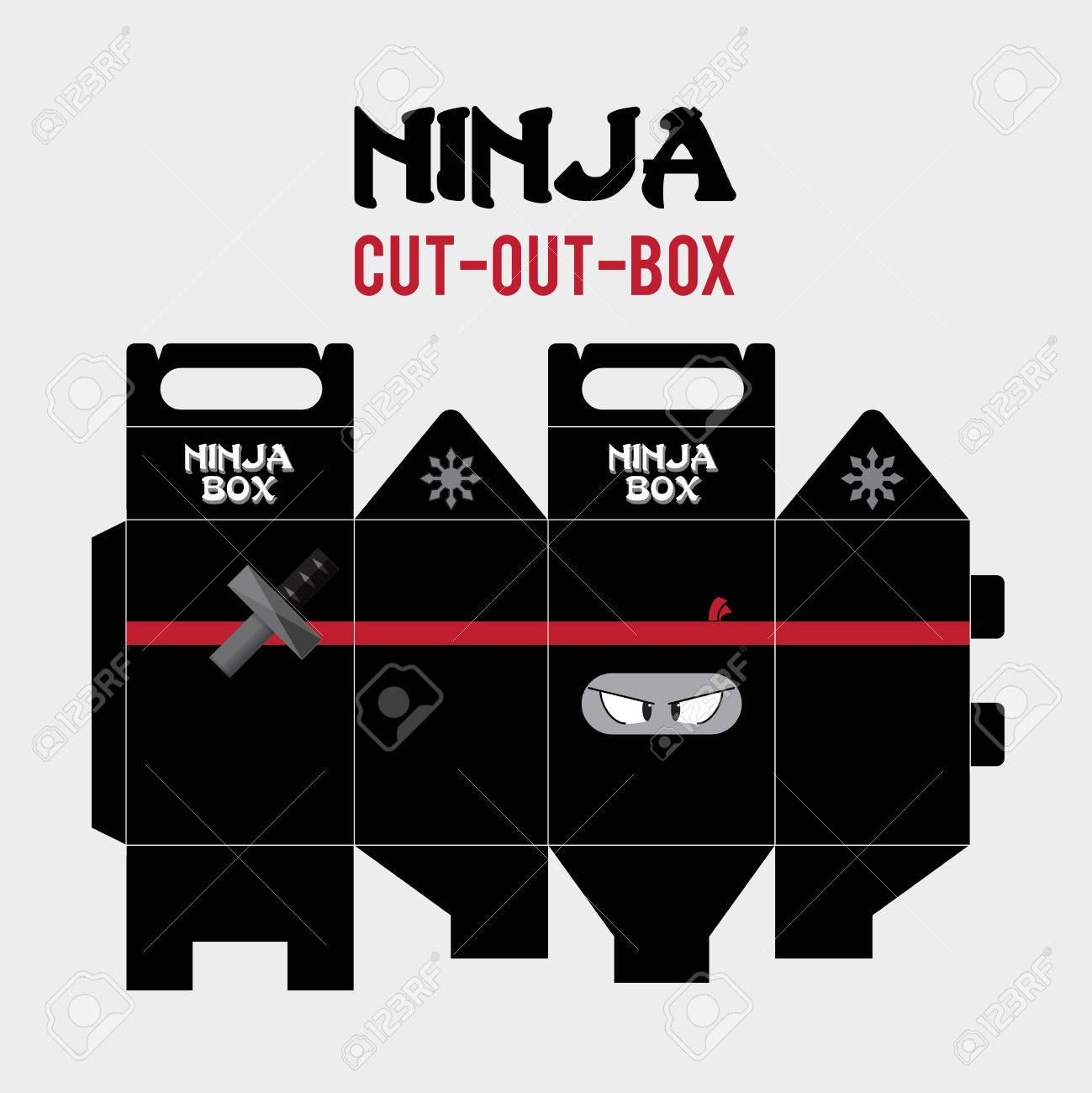ninja cut out box vector template royalty free cliparts vectors