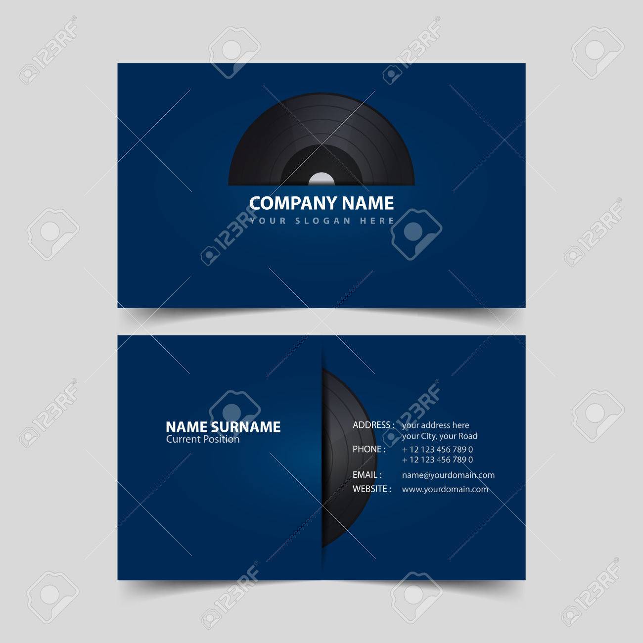 vinyl record business card design template royalty free cliparts