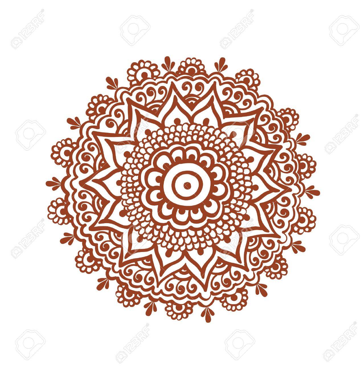 Ornate Circle Mandala Traditional Indian Tattoo Henna Design